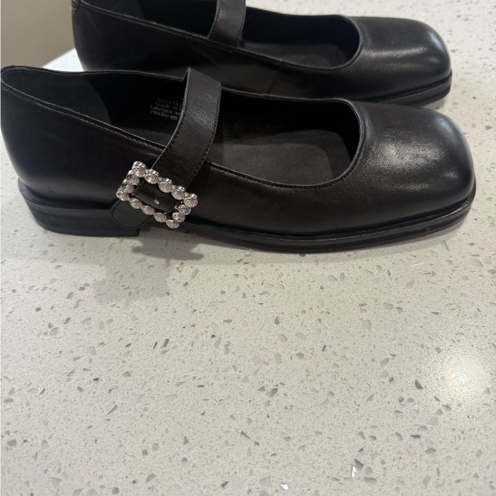 Free People Rumor Diamanté Black Mary Jane Flats Rhinestone Buckle Accent 6.5 - Picture 4 of 13